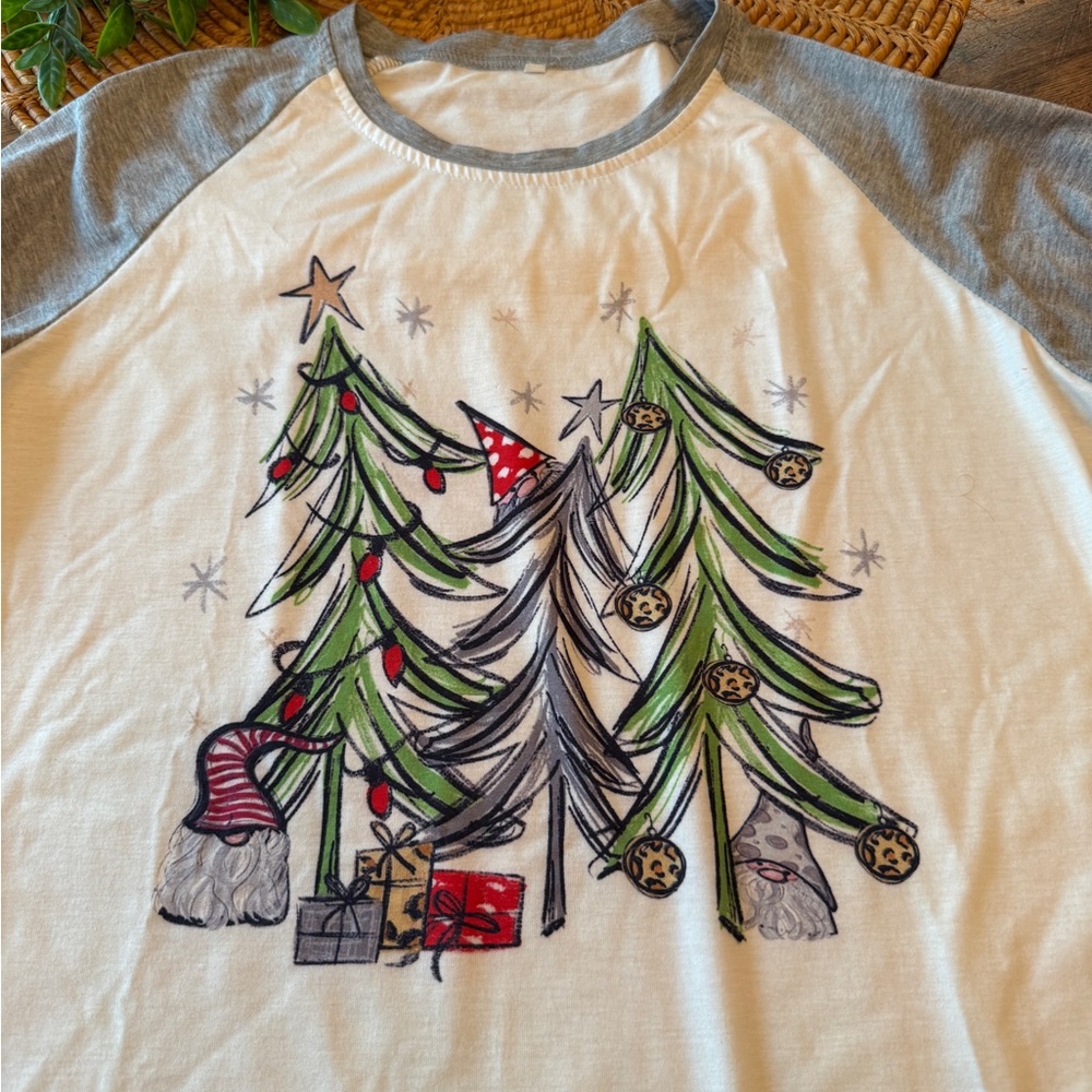 Festive Christmas Tree Raglan Shirt - Picture 2 of 12